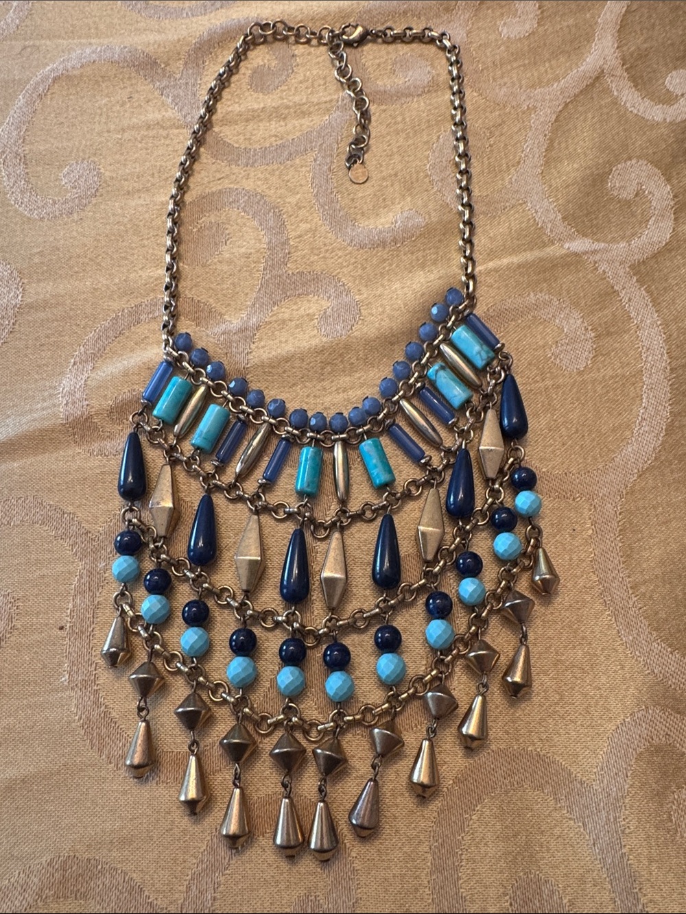 Stella & Dot Blue Multi-Tier Bib Necklace